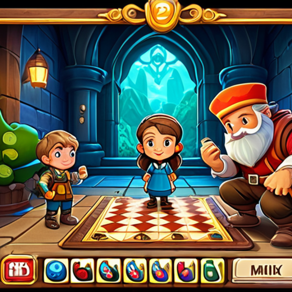 Royal Match Adventure**

A family-friendly scene from Royal Match, showing a player character (gender-neutral, customizable appearance) interacting with game elements. Background should feature colorful game board with various levels and rewards. The character is fully clothed in adventurer attire, appropriate for a fantasy setting. Include elements of puzzle-solving and reward collection. Art style: Bright, cartoonish, reminiscent of mobile game advertising. Safe for work, appropriate content, fully clothed, professional, perfect anatomy, natural proportions, high quality.

**