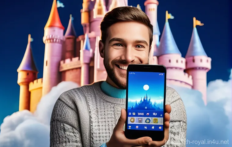 로얄매치 저장 데이터 복구 - A young adult, with a look of dismay and frustration, holds a smartphone displaying a shattered and ...