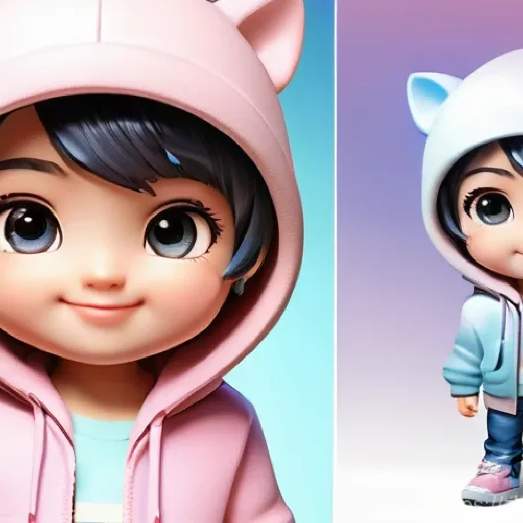 로얄매치 개인 프로필 설정 - The "Cute & Casual" Avatar.** A cheerful, chibi-style cartoon character with oversized, sparkling ey...
