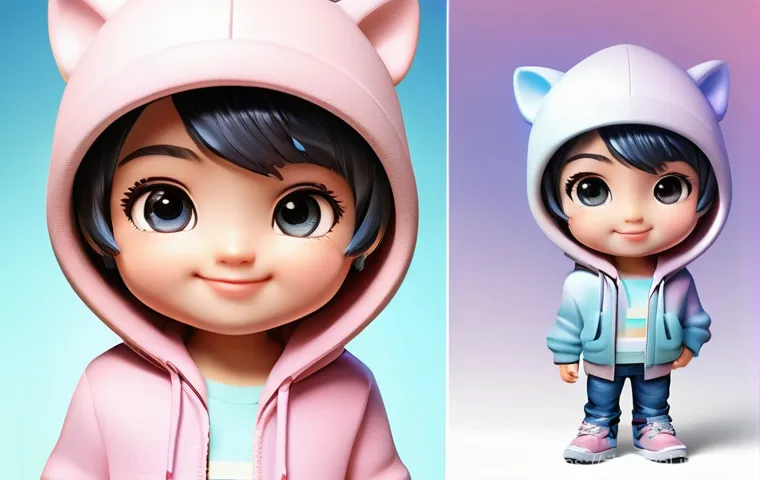 로얄매치 개인 프로필 설정 - The "Cute & Casual" Avatar.** A cheerful, chibi-style cartoon character with oversized, sparkling ey...