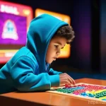 Home 22 로얄매치 라이브러리 콘텐츠 - **Prompt:** A young, enthusiastic player, dressed in a comfortable hoodie and jeans, is intensely fo...