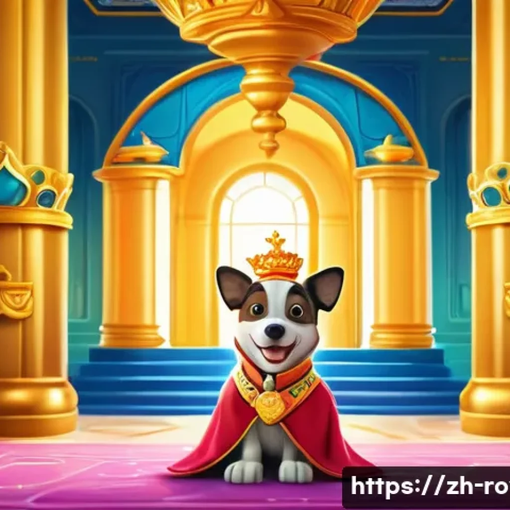 로얄매치 사용자 후기 - A vibrant cartoon-style royal palace interior filled with colorful decorations and magical elements,...