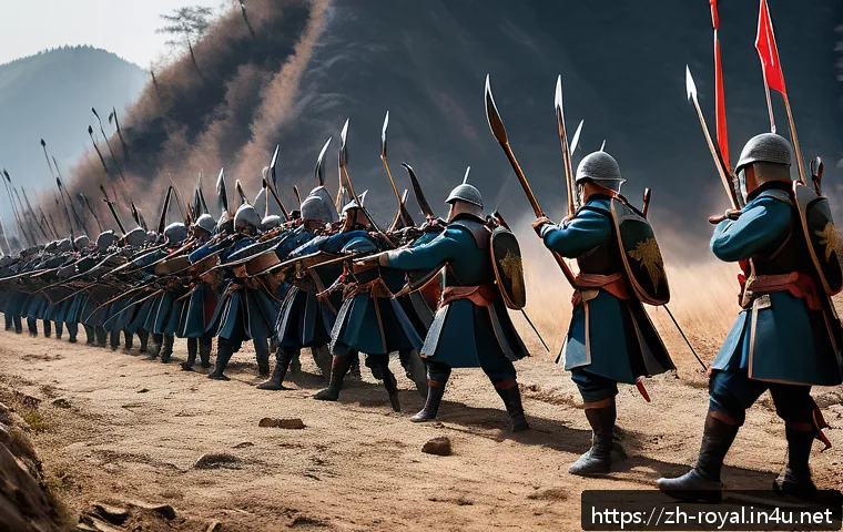 로얄매치 패치 노트 읽기 - A dynamic battlefield scene showcasing diverse military units in action: a formation of armored mele...